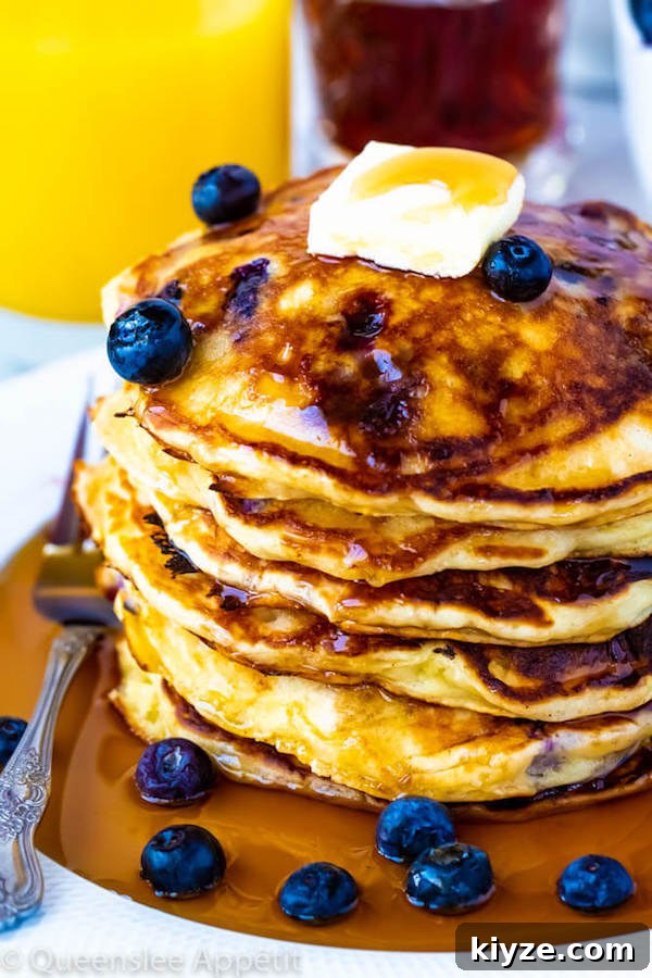 Fluffy Blueberry Pancakes with Homemade Syrup Recipe 10 Blueberry Pancakes