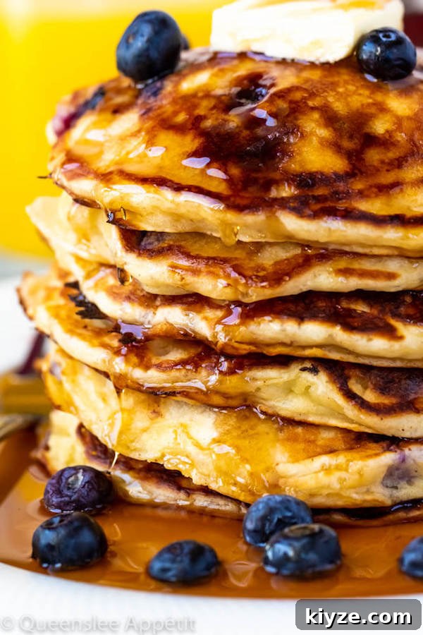 Fluffy Blueberry Pancakes with Homemade Syrup Recipe 17 Blueberry Pancakes