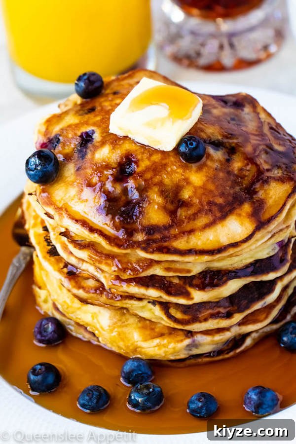 Fluffy Blueberry Pancakes with Homemade Syrup Recipe 4 Blueberry Pancakes