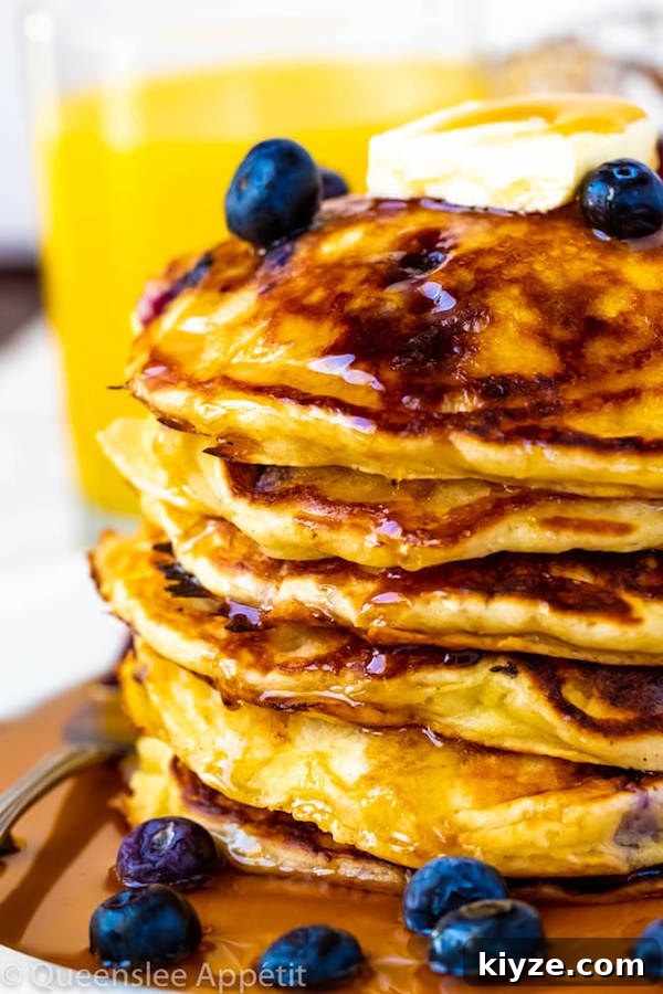 Fluffy Blueberry Pancakes with Homemade Syrup Recipe 5 Blueberry Pancakes