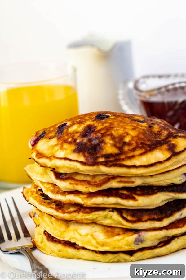 Fluffy Blueberry Pancakes with Homemade Syrup Recipe 6 Blueberry Pancakes