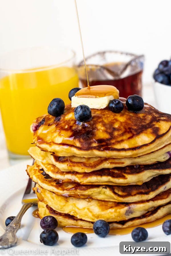 Fluffy Blueberry Pancakes with Homemade Syrup Recipe 7 Blueberry Pancakes