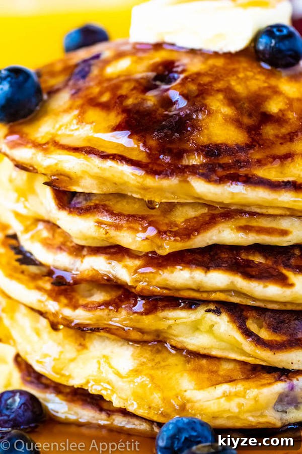 Fluffy Blueberry Pancakes with Homemade Syrup Recipe 8 Blueberry Pancakes