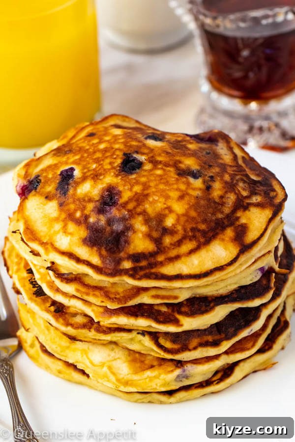 Fluffy Blueberry Pancakes with Homemade Syrup Recipe 9 Blueberry Pancakes