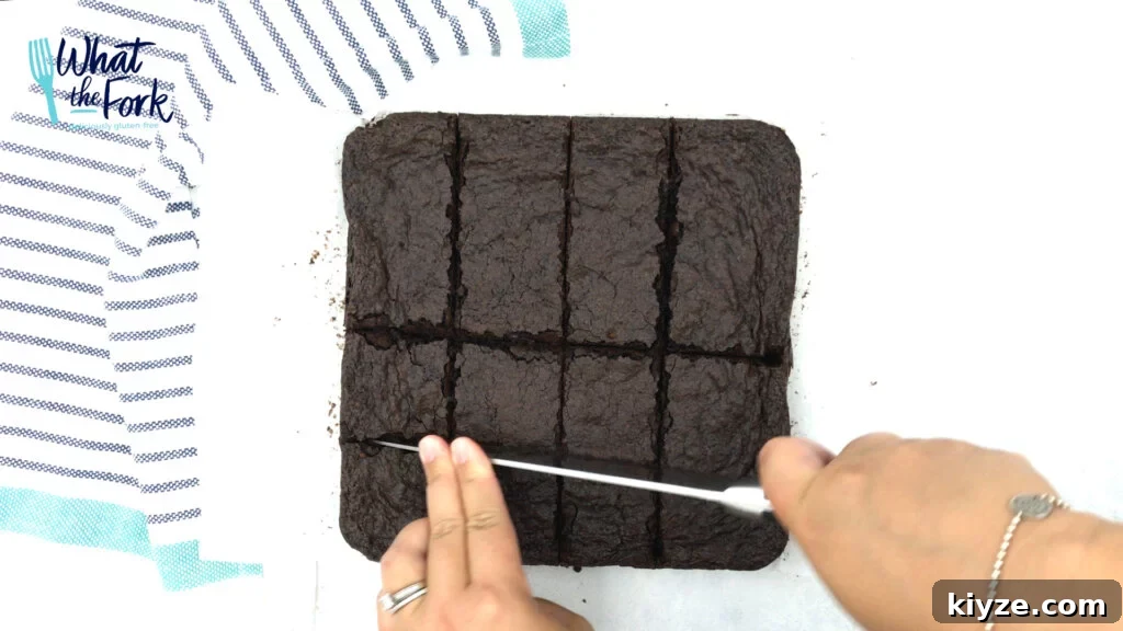 One-Bowl Fudgy Gluten-Free Brownies Recipe 11 Allow brownies to fully cool in the pan before removing and cutting.