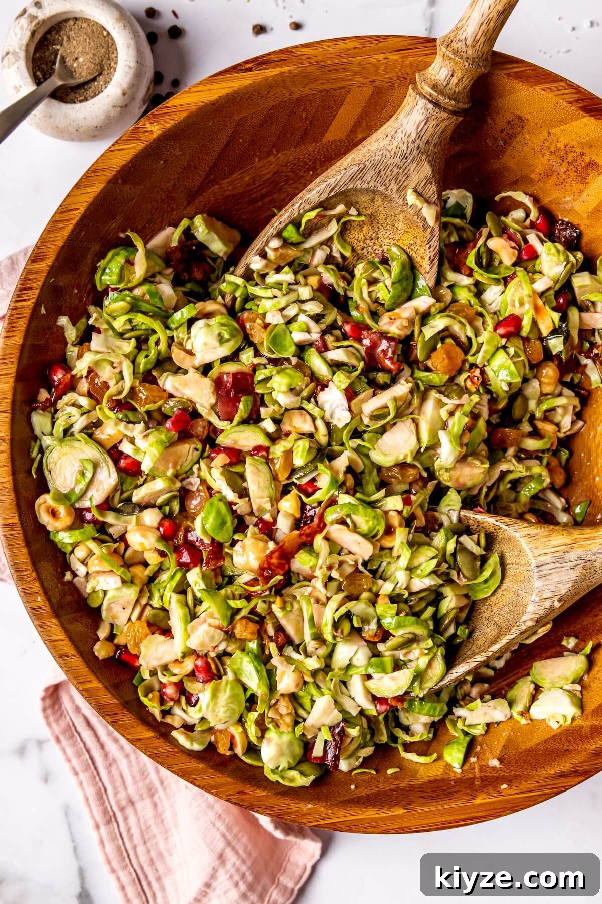 Shaved Brussels Sprout Salad with Roasted Shallot & Pomegranate Vinaigrette 5 Shaved Brussels Sprout Salad - Olivia Adriance