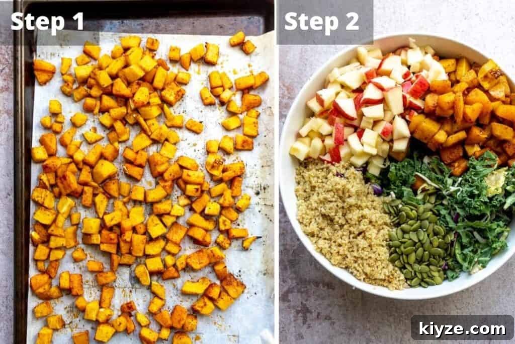 Autumn Harvest Salad with Roasted Squash, Apples & Maple Vinaigrette 5 Steps for Fall Harvest Salad.