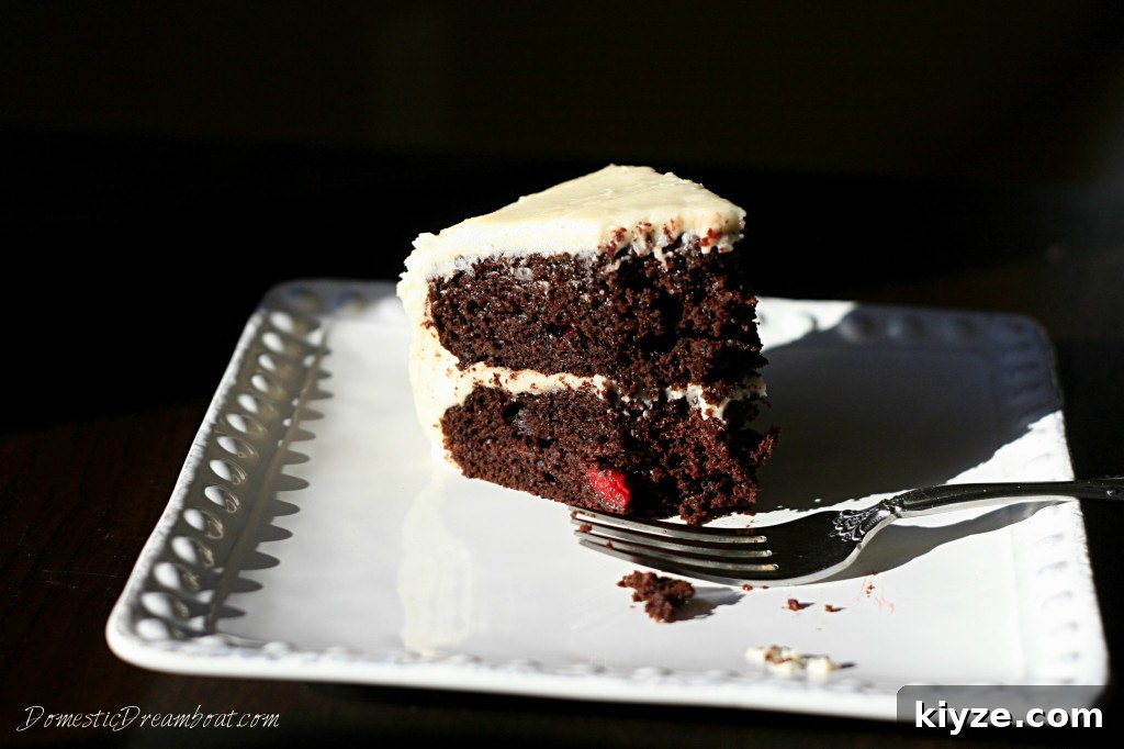 Decadent Chocolate Cherry Layer Cake Recipe 6 slice of cake 3
