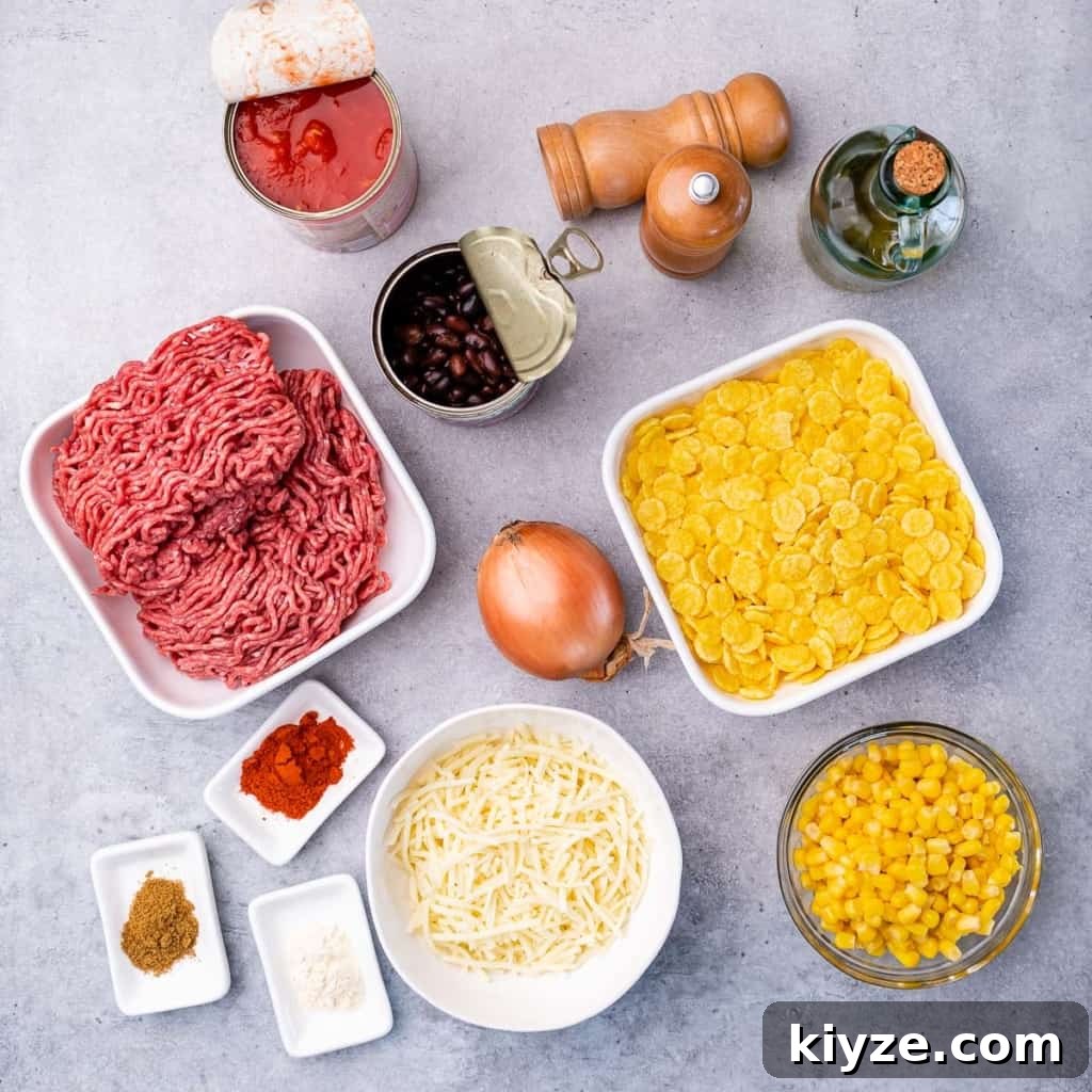 Cheesy Taco Casserole: One-Pan Mexican Dinner Recipe 4 Ingredients to make taco casserole divided into small portions.