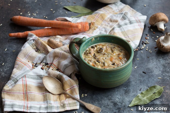 Creamy Turkey and Wild Rice Soup Recipe for Leftovers 5 Creamy Turkey Wild Rice Soup loaded with vegetables and shredded turkey.