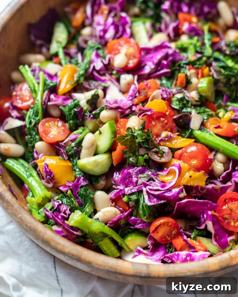 18 Flavorful Vegan Bean Salad Recipes for Every Occasion 8 image closeup of broccoli rabe and white bean salad