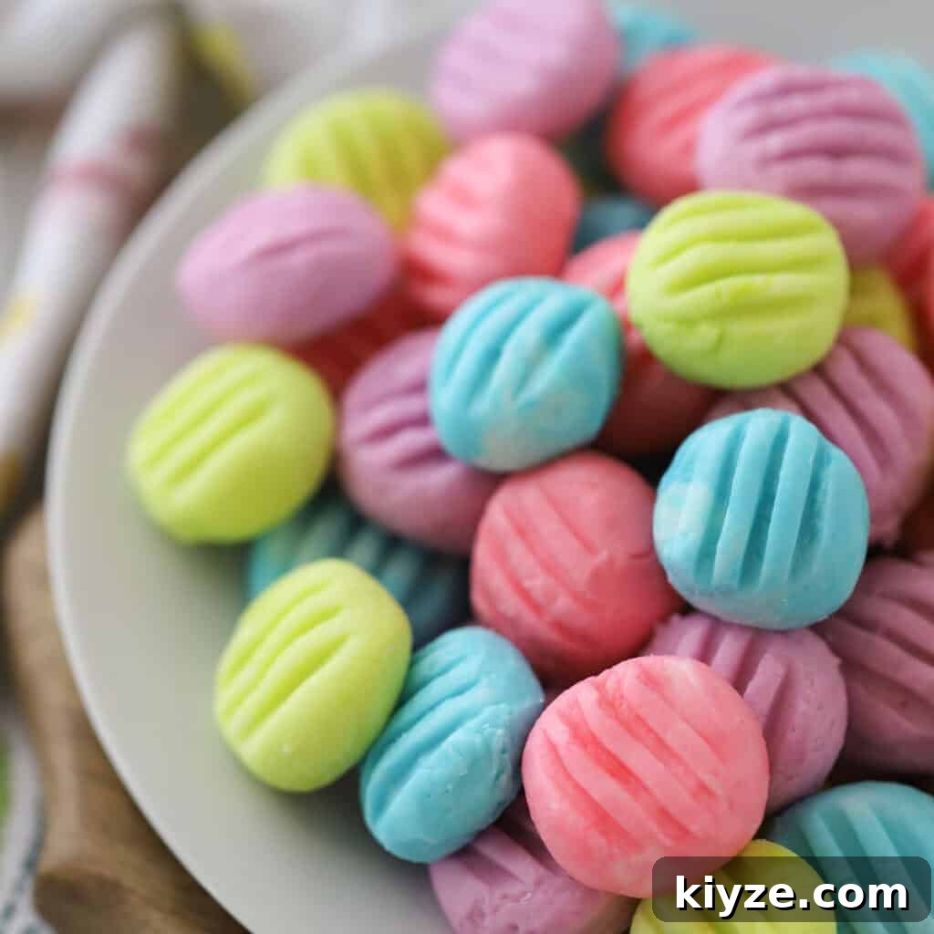 Cream Cheese Mint Candies Recipe: Soft Homemade Mints in Minutes 6 A small bowl full of old fashioned cream cheese peppermints.