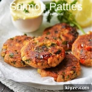Crispy Salmon Patties Made with Flour: Simple Pan-Fried Recipe 15 Salmon patties stacked on a white plate