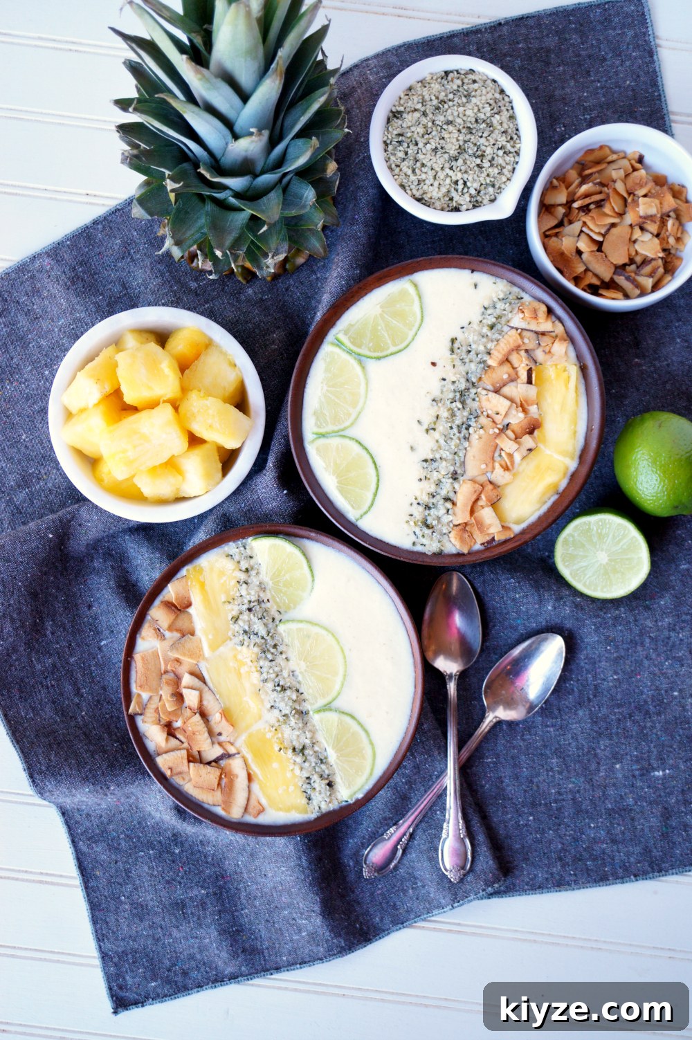 Piña Colada Smoothie Bowl Recipe — Tropical Coconut Pineapple Bowl 2 piña colada smoothie bowls | The Baking Fairy