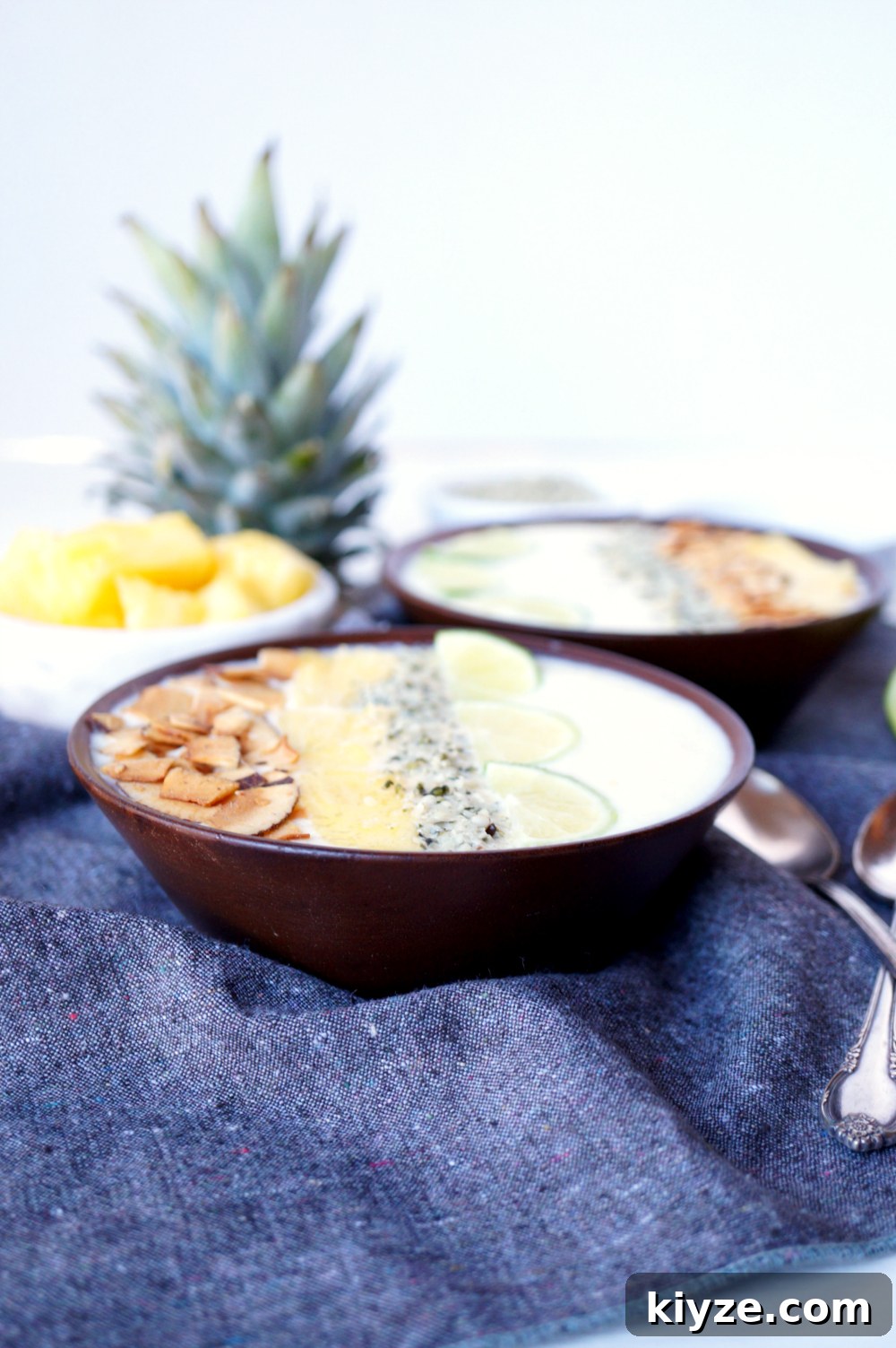 Piña Colada Smoothie Bowl Recipe — Tropical Coconut Pineapple Bowl 4 piña colada smoothie bowls | The Baking Fairy