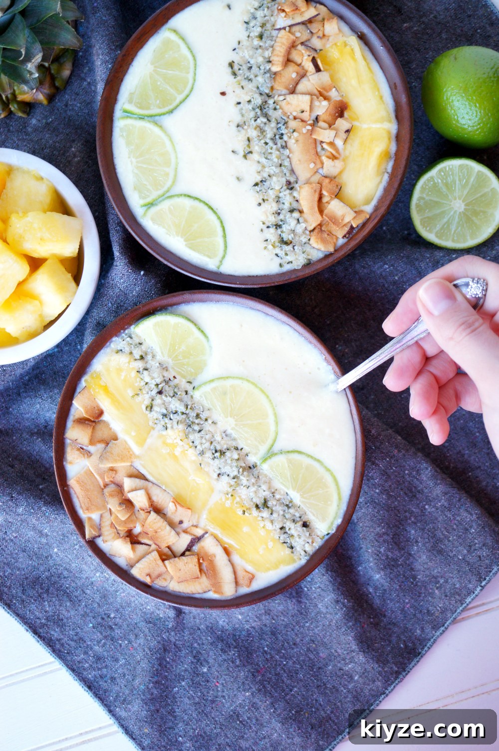 Piña Colada Smoothie Bowl Recipe — Tropical Coconut Pineapple Bowl 5 piña colada smoothie bowls | The Baking Fairy