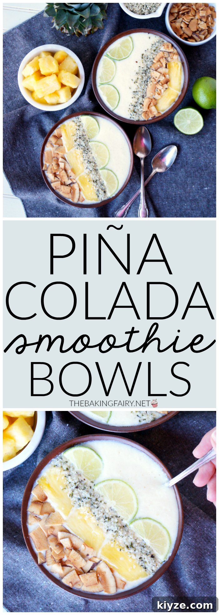 Piña Colada Smoothie Bowl Recipe — Tropical Coconut Pineapple Bowl 8 piña colada smoothie bowls | The Baking Fairy
