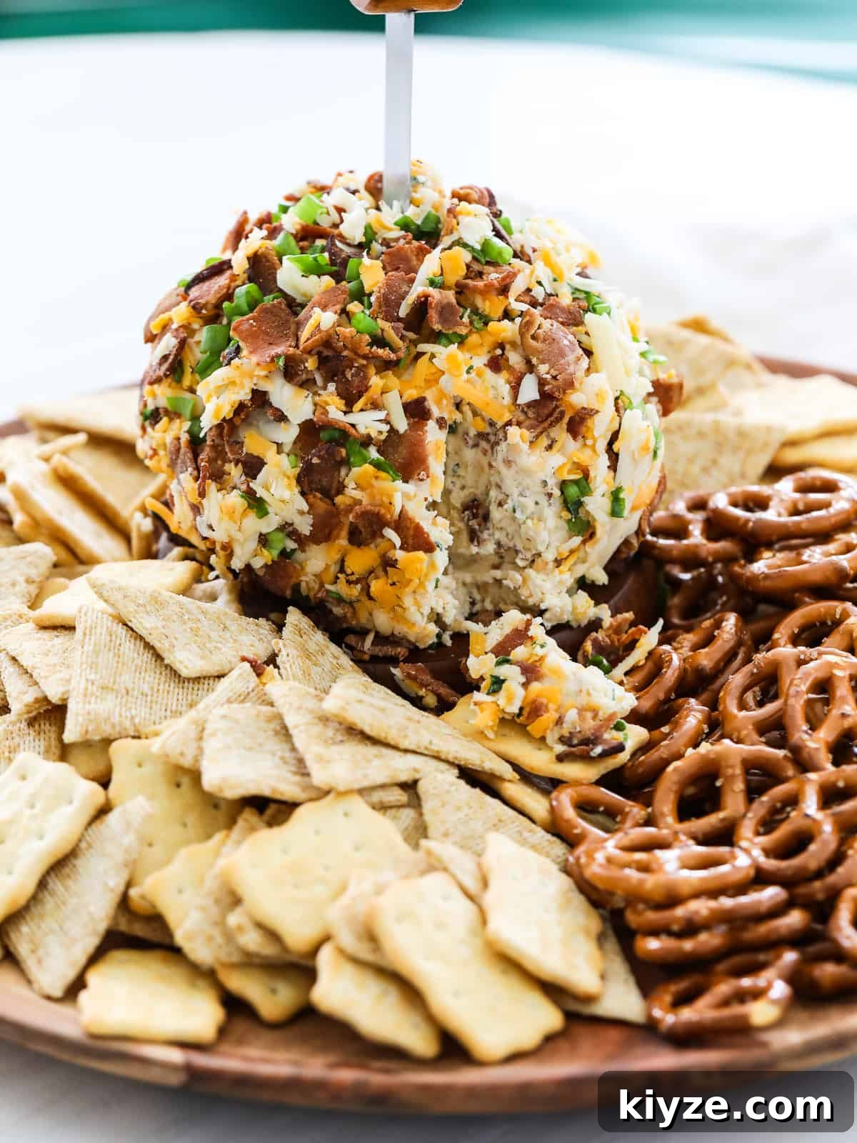 Savory Bacon Ranch Cheese Ball Recipe for Parties 2 Bacon Cheese Ball on platter