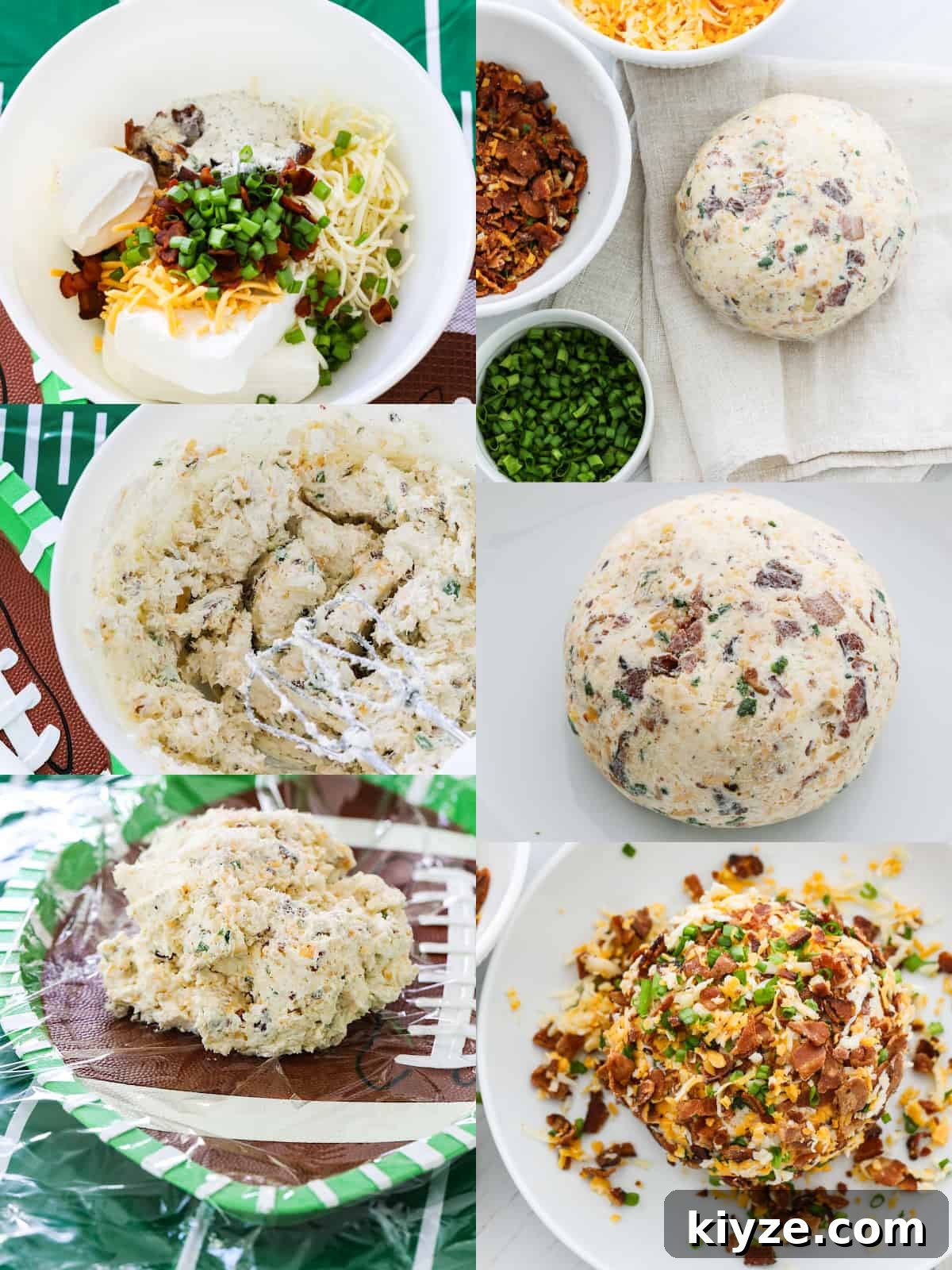 Savory Bacon Ranch Cheese Ball Recipe for Parties 4 Making Bacon Cheese Ball process shots