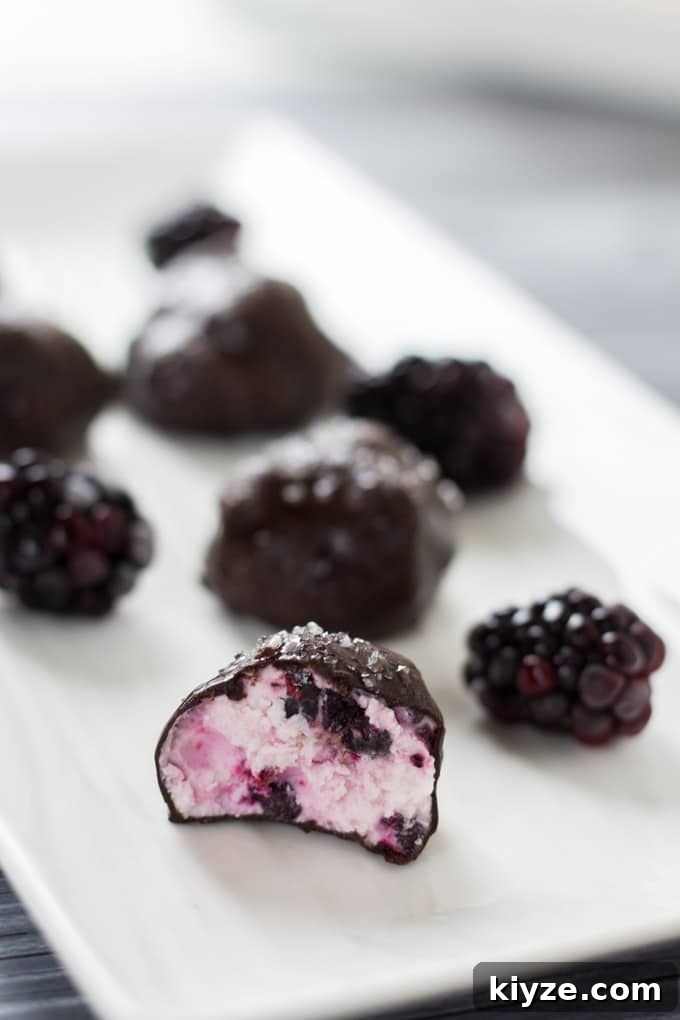 Frozen Blackberry Goat Cheese Chocolate Truffles 7 Frozen Blackberry Goat Cheese Chocolate Bombs