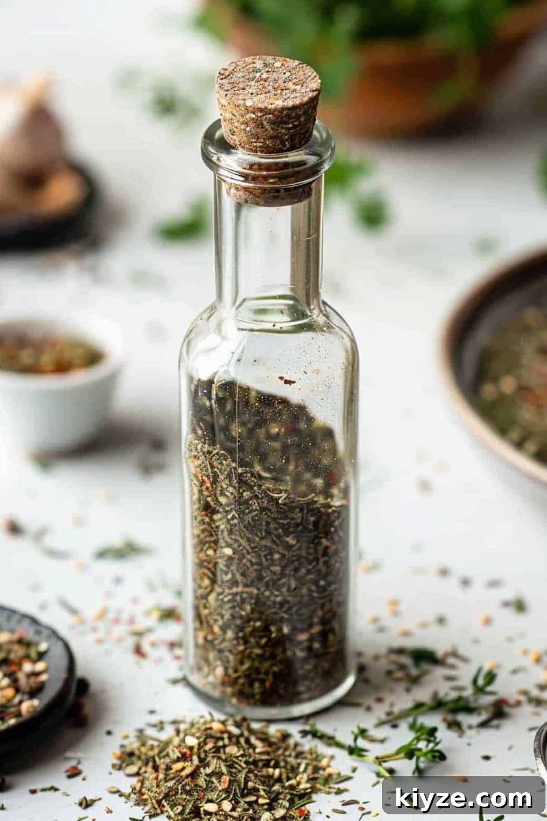 Fresh Rosemary Guide: How to Prep, Cook, and Store Herb Successfully 8 A bottle of spices with a cork.