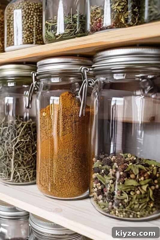 Fresh Rosemary Guide: How to Prep, Cook, and Store Herb Successfully 9 Many jars of spices and herbs on a shelf.