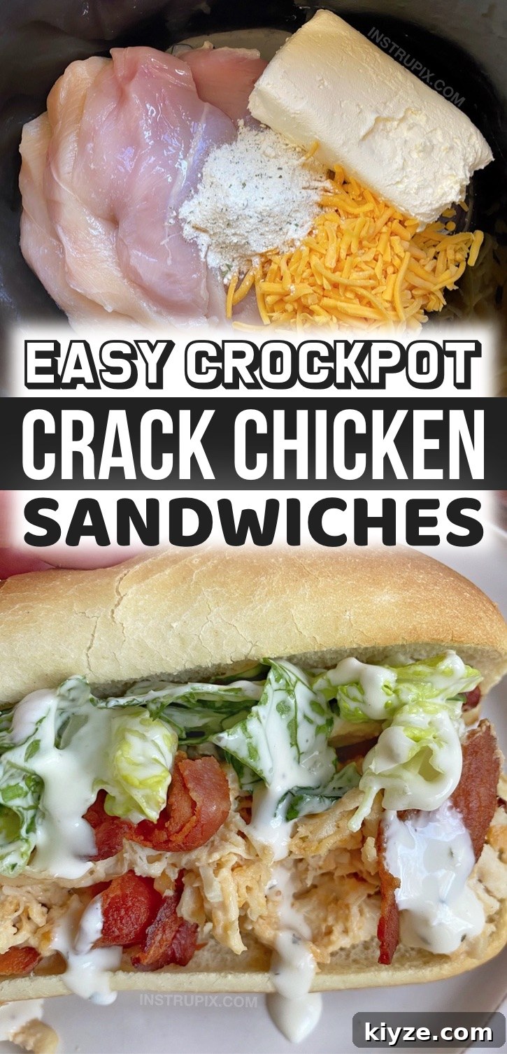 Slow-Cooker Crack Chicken Sandwich Recipe That Melts in Your Mouth 10 Crockpot Crack Chicken Sandwiches - You will not believe how yummy these crockpot shredded chicken sandwiches are!
