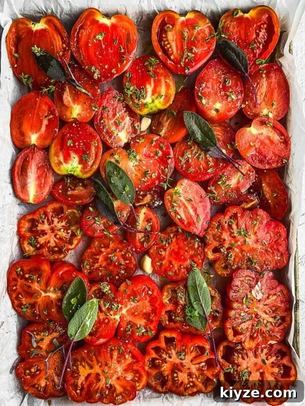 Hogao: Authentic Colombian Tomato and Scallion Creole Sauce Recipe 10 Sliced tomatoes and herbs in a baking sheet.