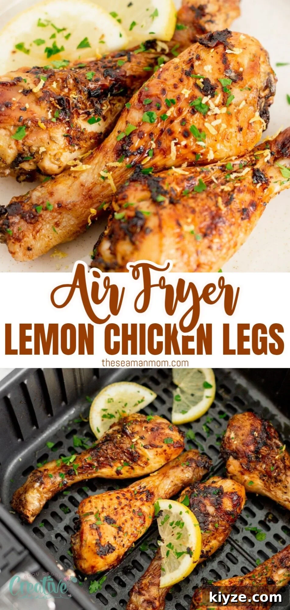 Crispy Lemon Garlic Chicken Drumsticks (Air Fryer Recipe) 11 Crispy air fryer lemon chicken legs, a perfect blend of zesty lemon and juicy chicken.