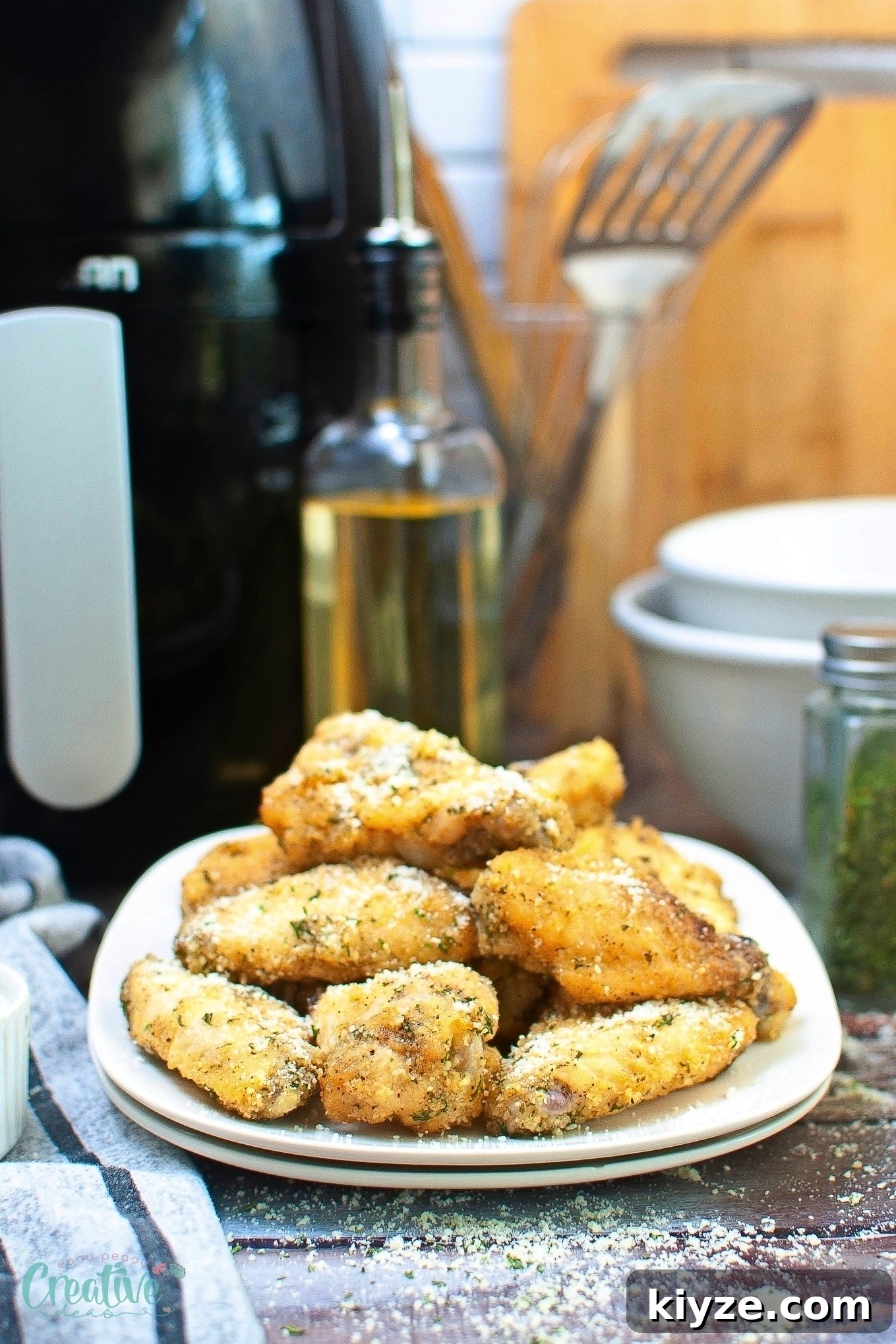 Upgrade your chicken wing game with these irresistible baked garlic parm air fryer wings - crispy, juicy, and guilt-free!