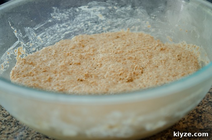 Let the bran bread dough rise for 24-48 hour in the refrigerator.