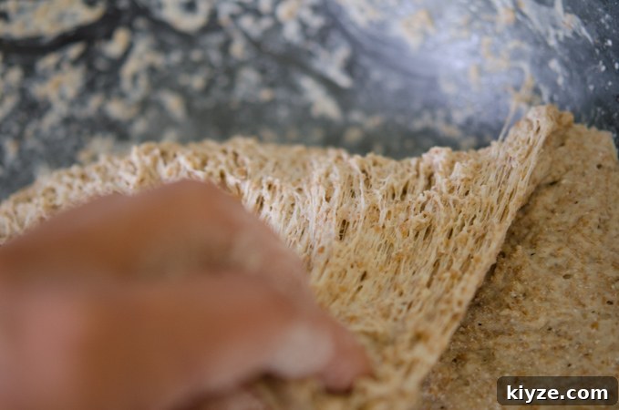 Well risen bran bread show spider web-like texture.
