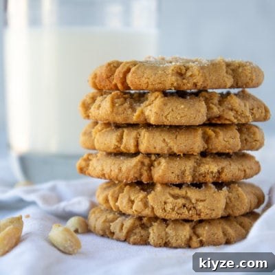a stack of flourless peanut butter cookies