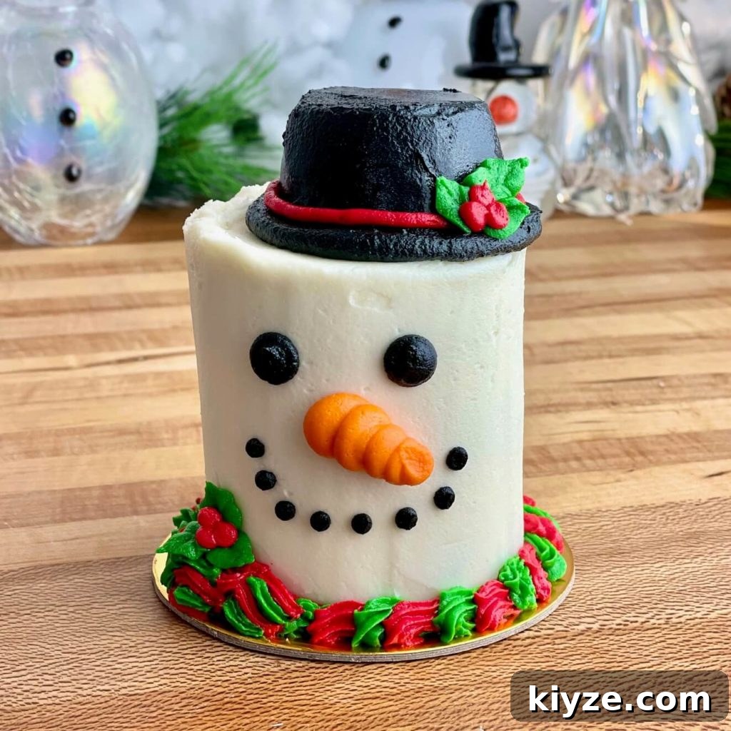 Moist Vanilla Cake Recipe Using the Reverse Creaming Method 11 Mini Buttercream Snowman Face Cake made with a vanilla cake recipe by Amycakes Bakes