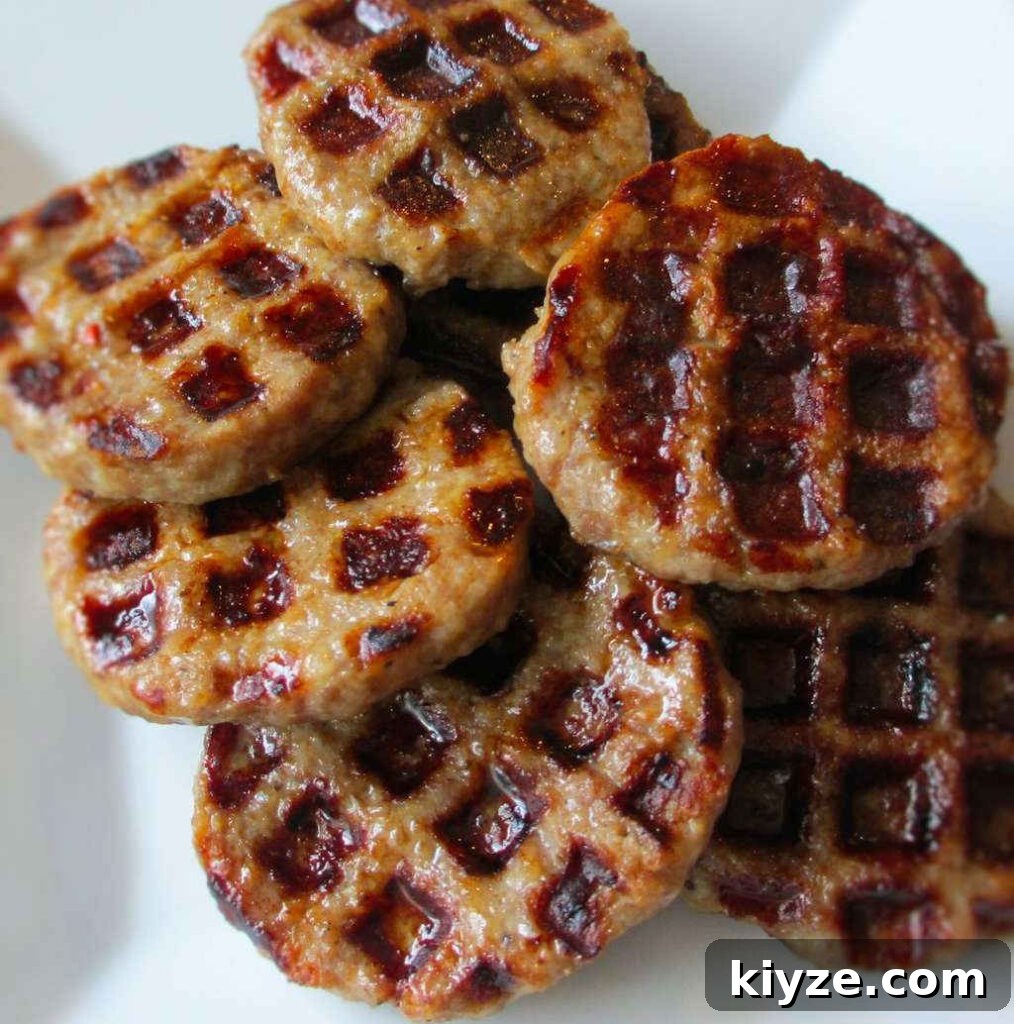 Crispy Waffled Sausage Patties: Quick Savory Breakfast Recipe 2 Waffled Sausages