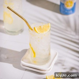 Homemade Lemonade Recipe — Fresh Italian Limonata 11 alcohol lemonade on a flat surface.