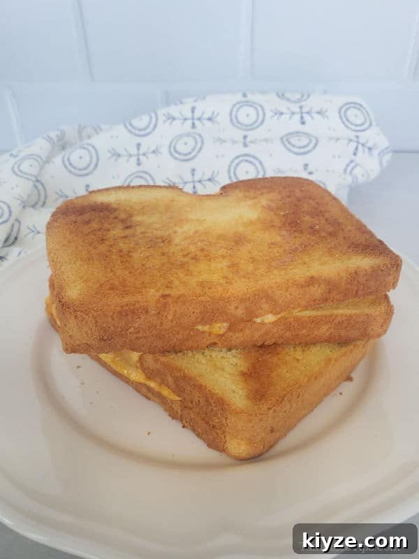 air fryer grilled cheese on a white plate