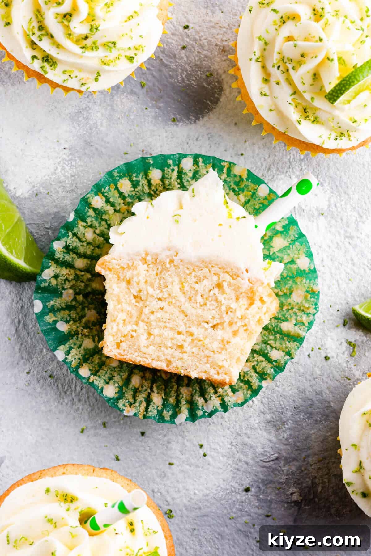 top view at a cupcake sliced in half