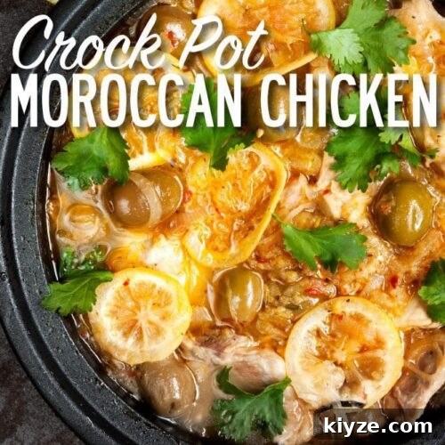 Crockpot Moroccan Chicken plated on a bed of couscous