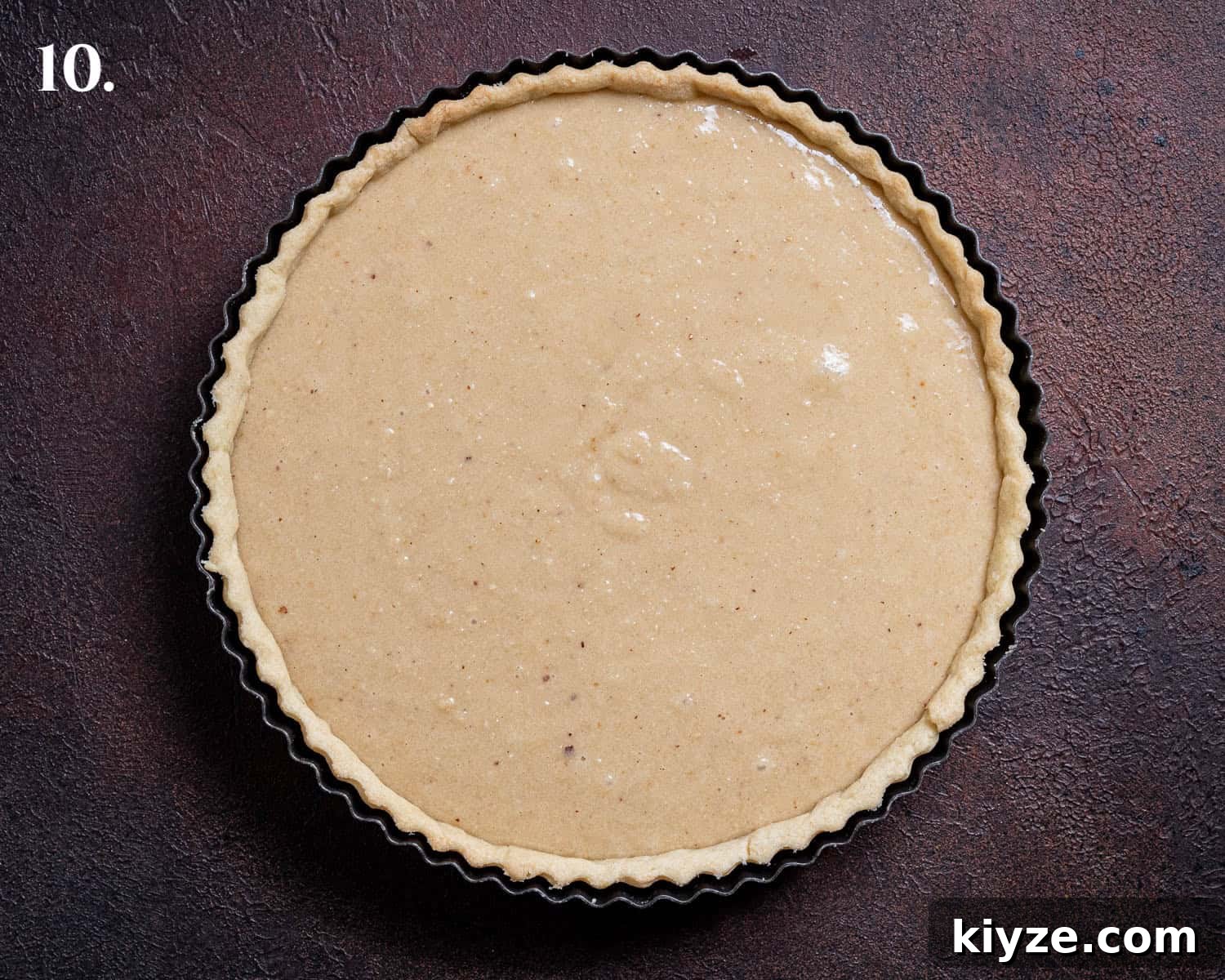 Vegan Apple Hazelnut Frangipane Tart 14 Step 10, the pastry case filled with the frangipane.