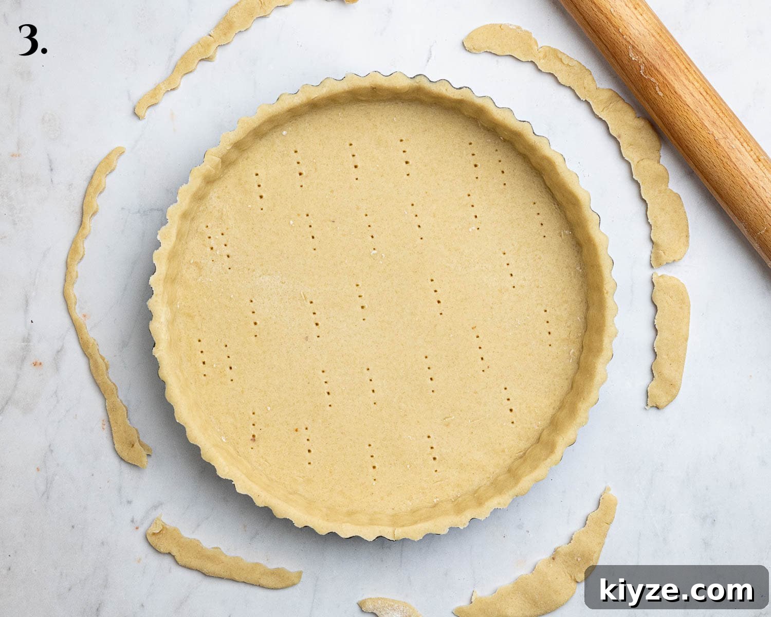 Vegan Apple Hazelnut Frangipane Tart 7 Step 3, the pastry rolled out to line the tart tin.