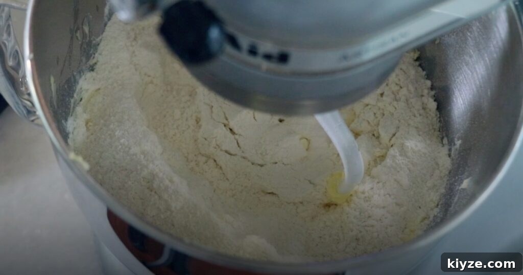 adding flour to make cookie dough