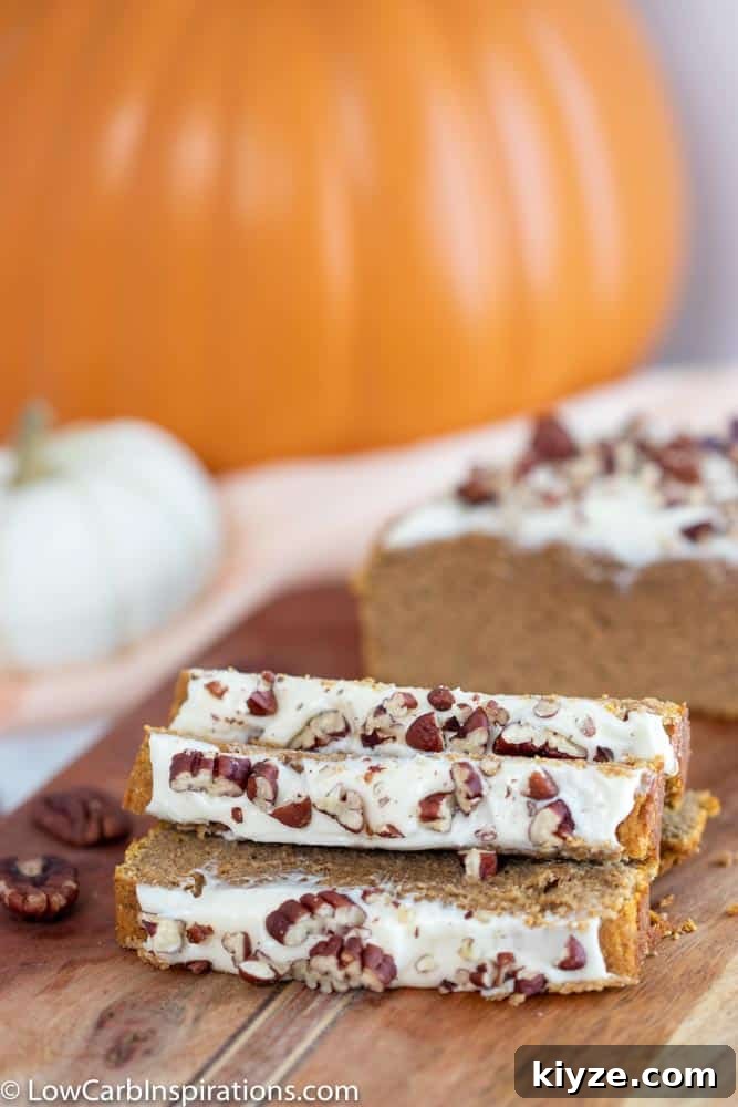 Moist Low-Carb Pumpkin Bread with Cream Cheese Frosting 16 Low Carb Pumpkin Bread with Cream Cheese Frosting