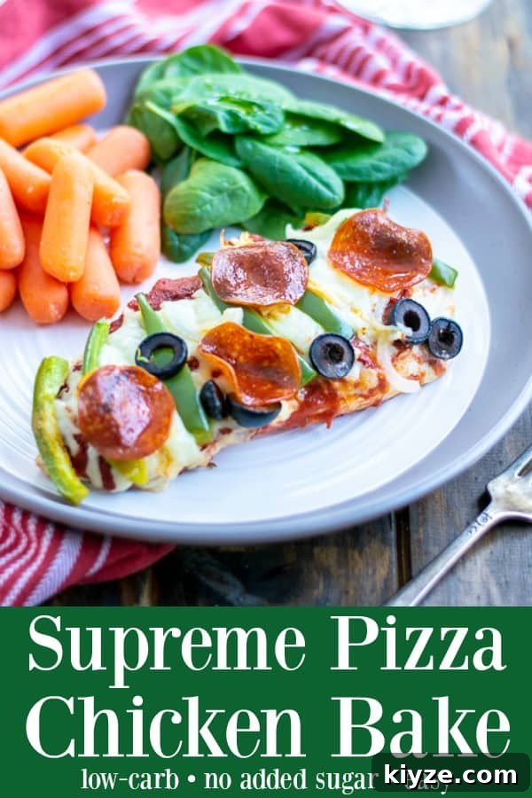 Low-Carb Supreme Pizza Chicken Bake 3 Supreme Pizza Chicken Bake Recipe Low Carb - no one is going to miss the crust once you serve them this easy and tasty pizza chicken bake