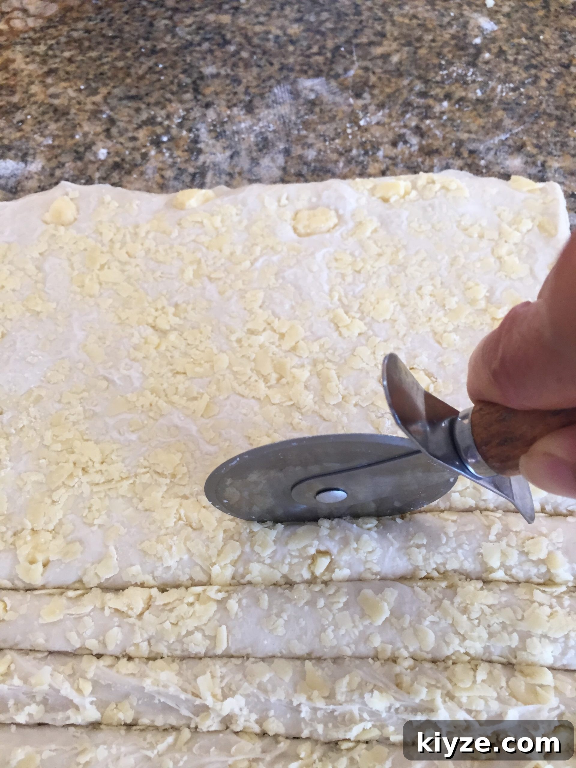Cut dough with pizza cutter