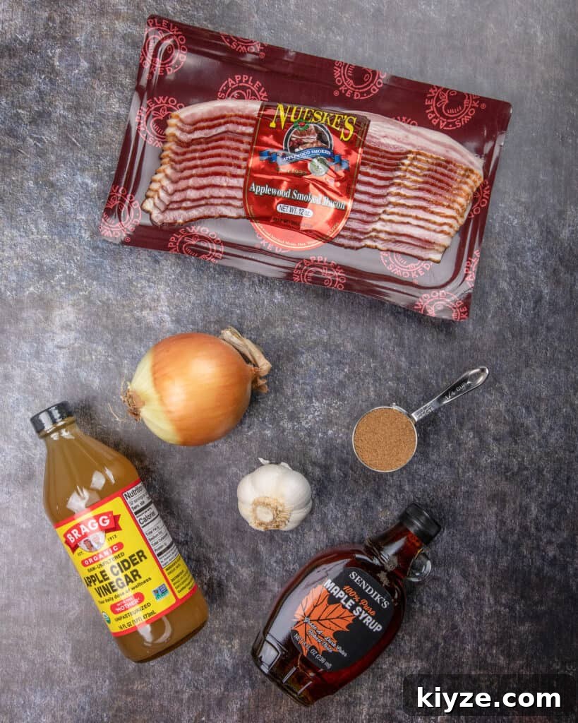 Ingredients needed for bacon jam