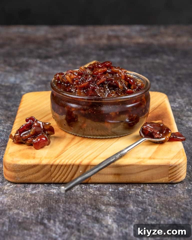 Bacon jam in a glass bowl