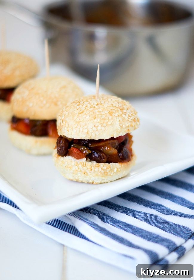 Veggie Sloppy Joe Sliders with Smoky BBQ Sauce 2 vegetarian sloppy joe sliders