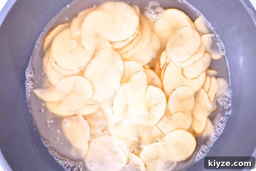 let potato slices soak in water